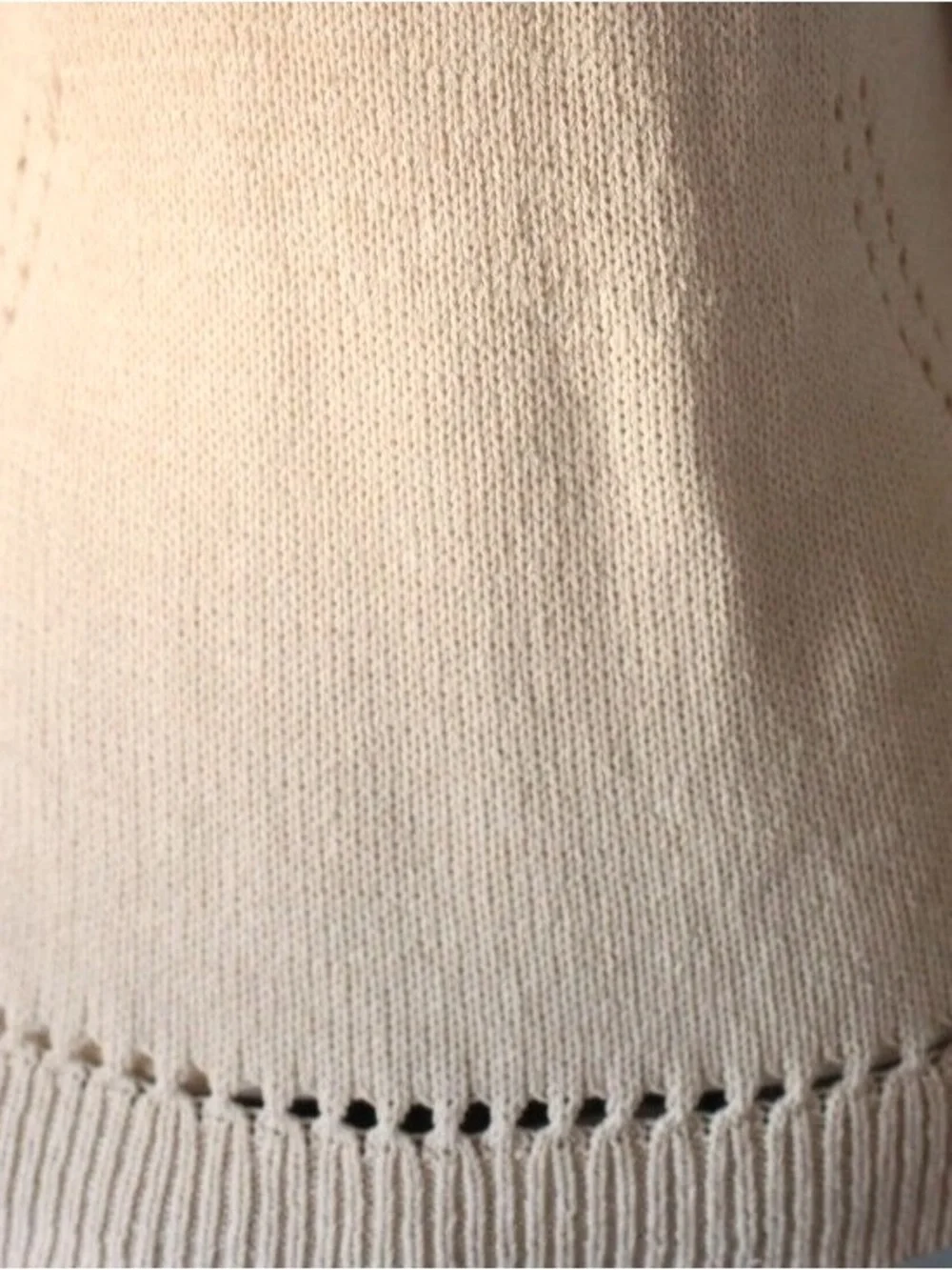 J. Crew Cream Openwork Knit Crewneck Sweater
